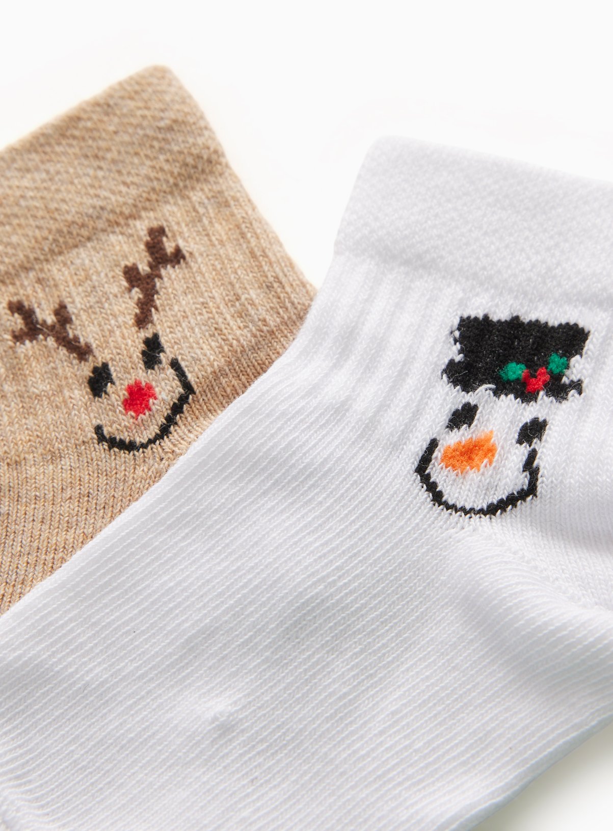 Neutral & White Christmas Character Socks 2-Pack 6-12 months - Image 2 thumbnail